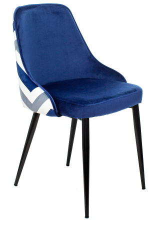 Стул для кухни Бюрократ KF-5 синий Italia 17 зигзаг металл черный на ножках (KF-5/ZIG/DBLUE)