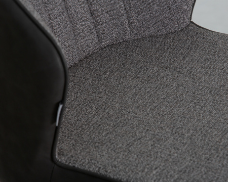 Стул для кухни DOBRIN KEVIN, черные матовые ножки, Сиденье серая ткань FC-09, Спинка антрацит кожзам RU-08