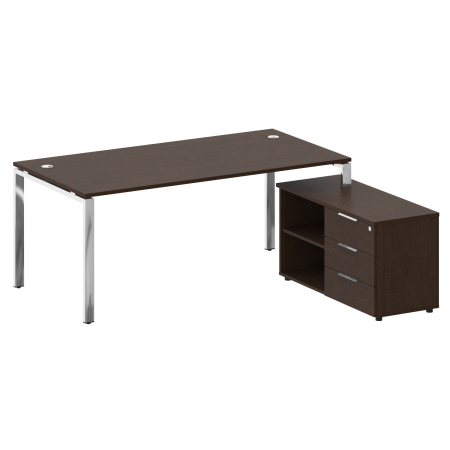 Стол руковододителя с тумбой правый БГ.СРТ-5.9 (R) Венге/Нерж. сталь