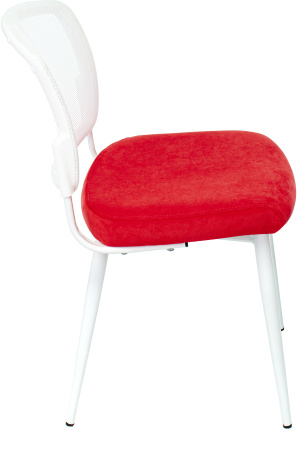 Стул для кухни Бюрократ KF-8W_2 комплект 2шт сетка/ткань красный металл белый на ножках (KF-8W/RED_2)