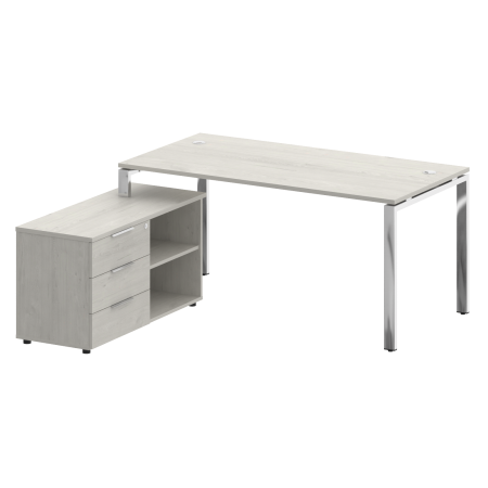 Стол руковододителя с тумбой левый БГ.СРТ-4.8 (L) Дуб наварра/Нерж. сталь