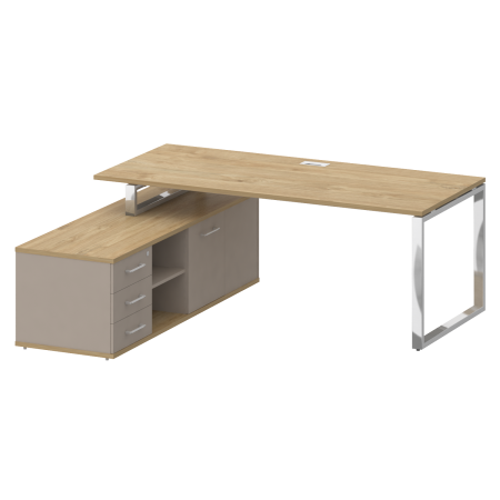 Стол руководителя с опорной греденцией, левый SK.SRG-200 (L) Тиквуд светлый/Капучино 2000*1800*753 Стол руководителя с опорной греденцией, левый SK.SRG-200 (L) Тиквуд светлый/Капучино 2000*1800*753