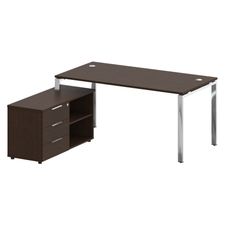 Стол руковододителя с тумбой левый БГ.СРТ-4.8 (L) Венге/Нерж. сталь