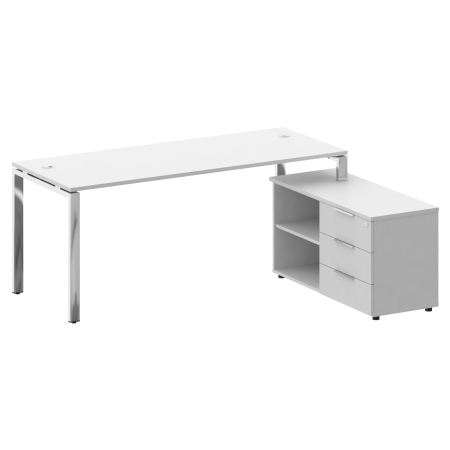 Стол руковододителя с тумбой правый БГ.СРТ-5.7 (R) Белый/Нерж. сталь