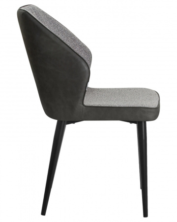 Стул для кухни DOBRIN KEVIN, черные матовые ножки, Сиденье серая ткань FC-09, Спинка антрацит кожзам RU-08