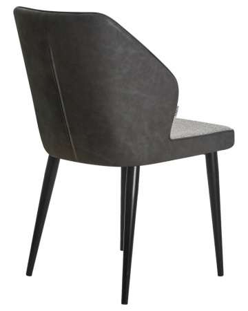 Стул для кухни DOBRIN KEVIN, черные матовые ножки, Сиденье серая ткань FC-09, Спинка антрацит кожзам RU-08