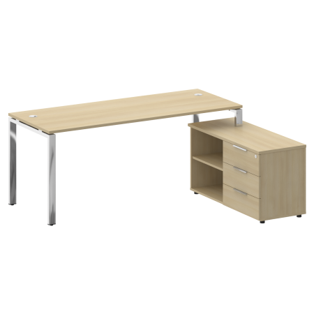 Стол руковододителя с тумбой правый БГ.СРТ-5.7 (R) Акация/Нерж. сталь