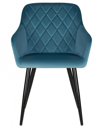 Стул для кухни DOBRIN ROBERT, черные матовые ножки, велюр V108-108 Морская волна
