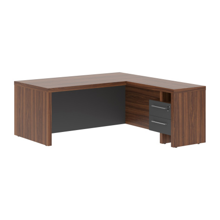 Стол руководителя с тумбой приставной ZCT 1819H.A(R) Антрацит/Орех Даллас 1800х1900х745