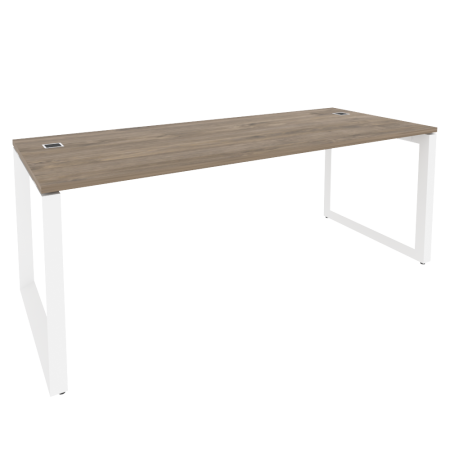 Стол рабочий руководителя на О-образном м/к O.MO-SRR-6.8 Тиквуд тёмный/Белый металл 1980*800*750