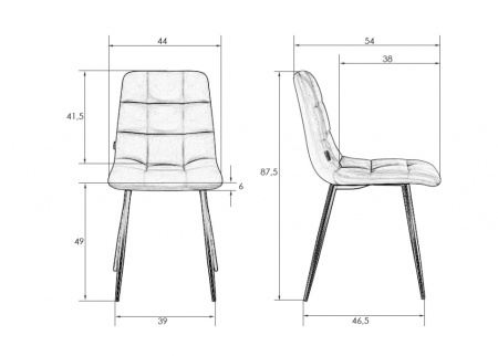 Стул для кухни DOBRIN ALEX, черные матовые ножки, белая экокожа (P-02)