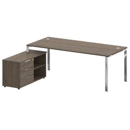 Стол руковододителя с тумбой левый БГ.СРТ-6.9 (L) Вяз/Нерж. сталь