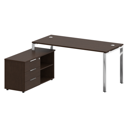 Стол руковододителя с тумбой левый БГ.СРТ-4.7 (L) Венге/Нерж. сталь