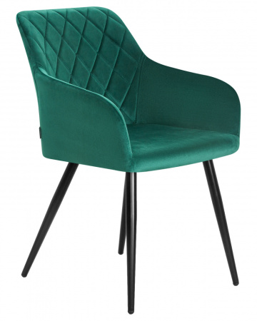 Стул для кухни DOBRIN ROBERT, черные матовые ножки, велюр V108-64 Зелёный