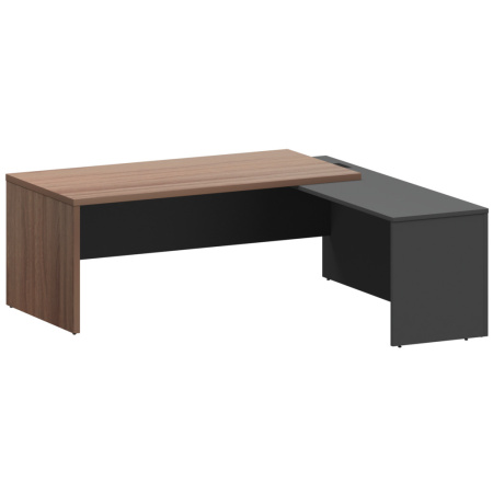 Стол руководителя правый KZP-20R Темный шимо/Графит 2000x2000x750