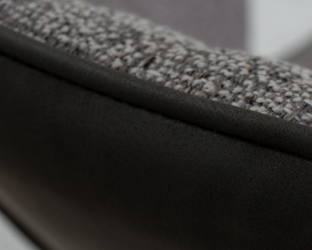 Стул для кухни DOBRIN KEVIN, черные матовые ножки, Сиденье серая ткань FC-09, Спинка антрацит кожзам RU-08