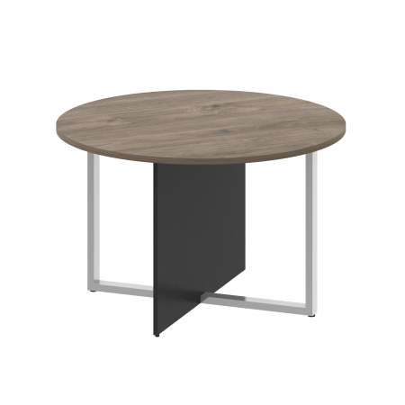 Стол переговорный, круглый SK.SP-KR-120 Тиквуд тёмный/Антрацит 1200*1200*753