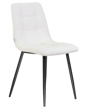 Стул для кухни DOBRIN ALEX, черные матовые ножки, белая экокожа (P-02)