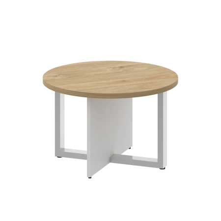 Стол журнальный, круглый SK.SG-KR-70 Тиквуд светлый/Белый бриллиант 700*700*450