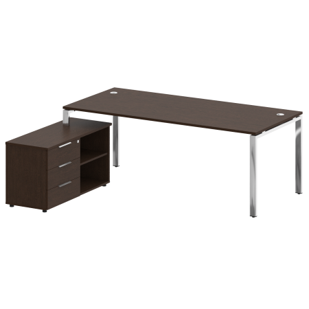 Стол руковододителя с тумбой левый БГ.СРТ-6.9 (L) Венге/Нерж. сталь