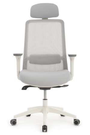 Кресло WORK W-218C white Светло-серый пластик/Светло-серая сетка 65-64-113-123