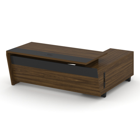 Стол руководителя с опорной тумбой, левый COR.SRT-20 (L) Орех лоренцо/Графит/Графит металл