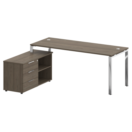 Стол руковододителя с тумбой левый БГ.СРТ-5.7 (L) Вяз/Нерж. сталь