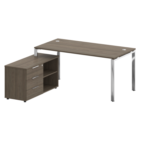 Стол руковододителя с тумбой левый БГ.СРТ-4.8 (L) Вяз/Нерж. сталь