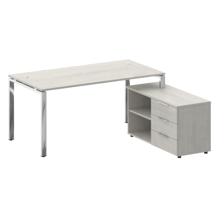 Стол руковододителя с тумбой правый БГ.СРТ-4.8 (R) Дуб наварра/Нерж. сталь