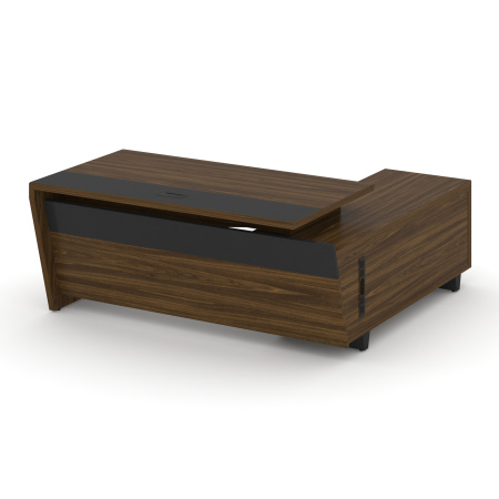 Стол руководителя с опорной тумбой, левый COR.SRT-18 (L) Орех лоренцо/Графит/Графит металл