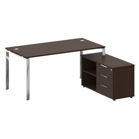 Стол руковододителя с тумбой правый БГ.СРТ-4.8 (R) Венге/Нерж. сталь