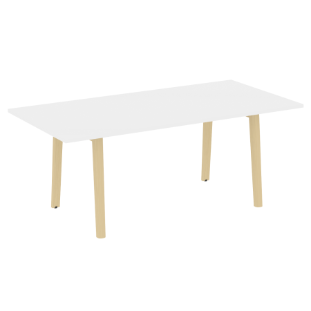 Стол переговорный OW.PRG-19 Белый бриллиант/Дуб светлый/Белый металл 1980*980*750