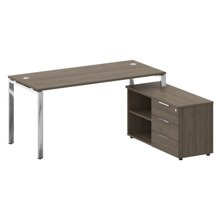 Стол руковододителя с тумбой правый БГ.СРТ-4.7 (R) Вяз/Нерж. сталь