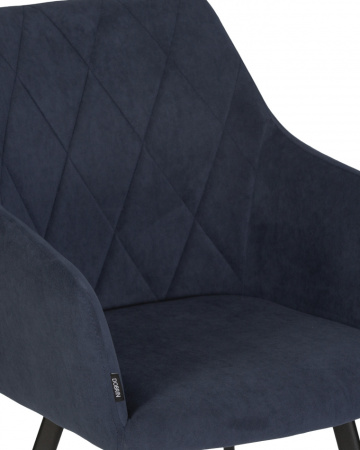 Стул для кухни DOBRIN ROBY, ЭМАЛЬ ЧЕРНЫЙ МУАР велюр Catania Dark Blue