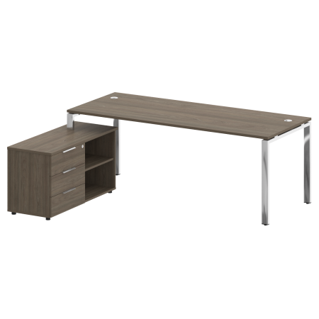 Стол руковододителя с тумбой левый БГ.СРТ-6.8 (L) Вяз/Нерж. сталь