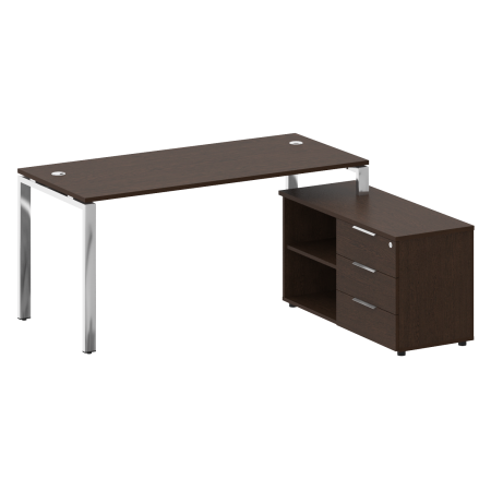 Стол руковододителя с тумбой правый БГ.СРТ-4.7 (R) Венге/Нерж. сталь