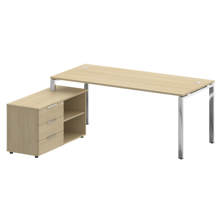 Стол руковододителя с тумбой левый БГ.СРТ-5.8 (L) Акация/Нерж. сталь